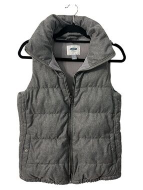 Old Navy Fleece Lined Puffer Vest Heather Gray Size Small EUC